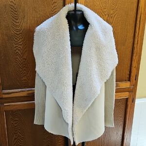 DOLCE CABO Faux Suede & knit Women's Cream Shearling Jacket - M